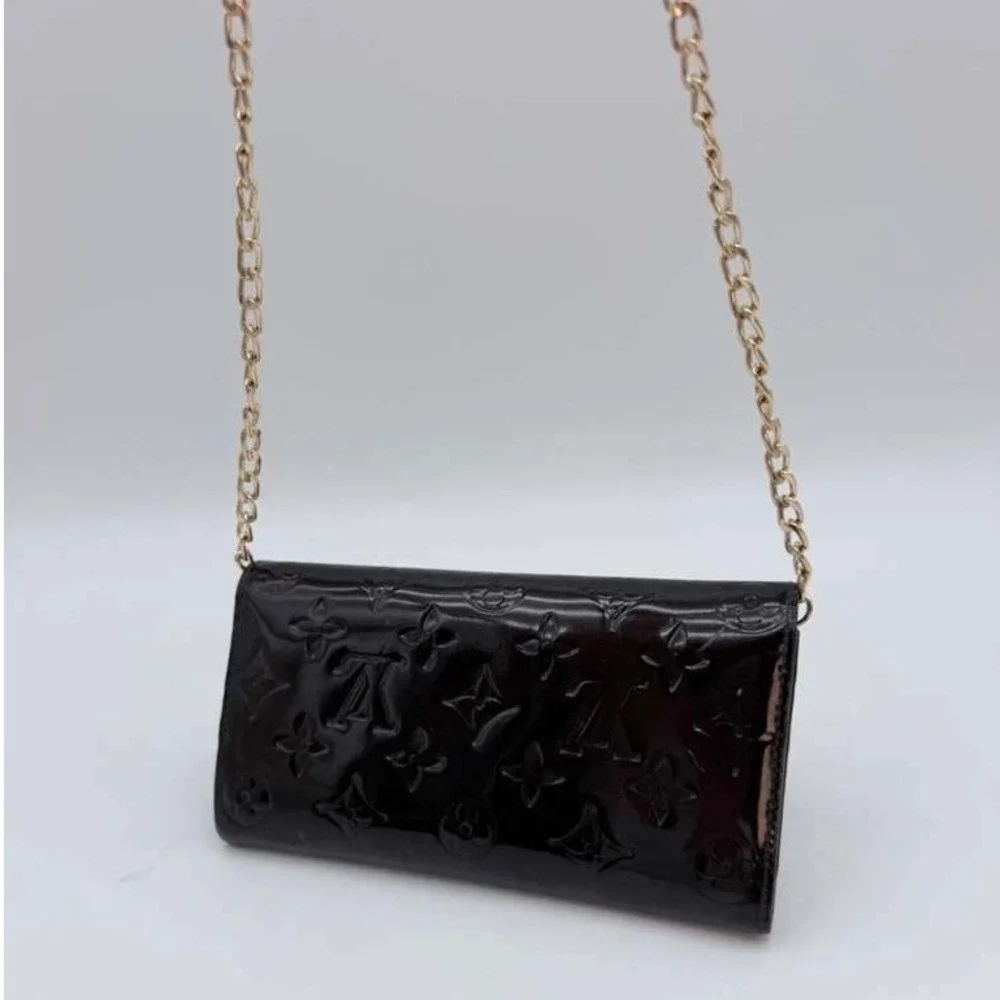 Louis Vuitton Vernis Monogram Wallet Authentic LV Patent Leather With Chain - Picture 3 of 12
